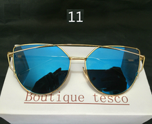Cat Eye Aviator Sunglasses Women Vintage Fashion Metal Frame Mirror Sun Glasses