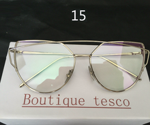 Cat Eye Aviator Sunglasses Women Vintage Fashion Metal Frame Mirror Sun Glasses