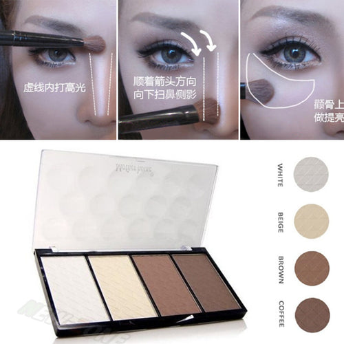 New Professional 4 Colors Concealer bronze Camouflage Makeup Neutral Palette Primer Contour Facial Shadow Highlighter V Face