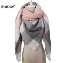 Winter Triangle Scarf For Women Brand Designer Shawl Cashmere Plaid Scarves Blanket
