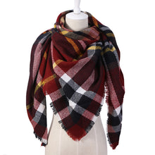 Winter Triangle Scarf For Women Brand Designer Shawl Cashmere Plaid Scarves Blanket