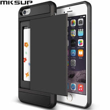 [Big Sale+Free Shipping]New Hybrid Tough Capa Case For Apple iphone 5 5S SE 6 6S 7 8 Plus Slider Card Holder Wallet Armor Phone Back Cover for iphone X